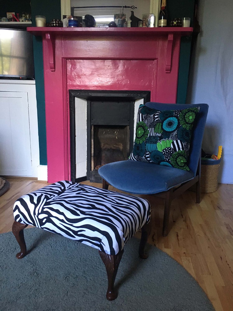 zebra print footstool