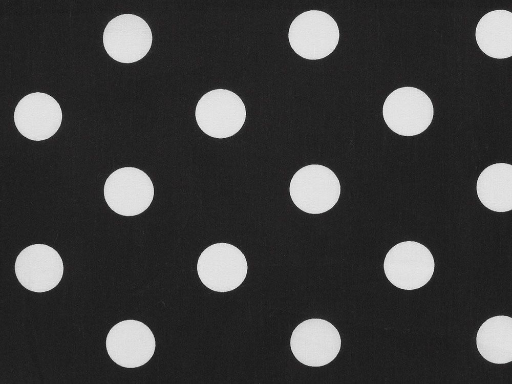 Large White Polka Dot on Black Background Polycotton Print