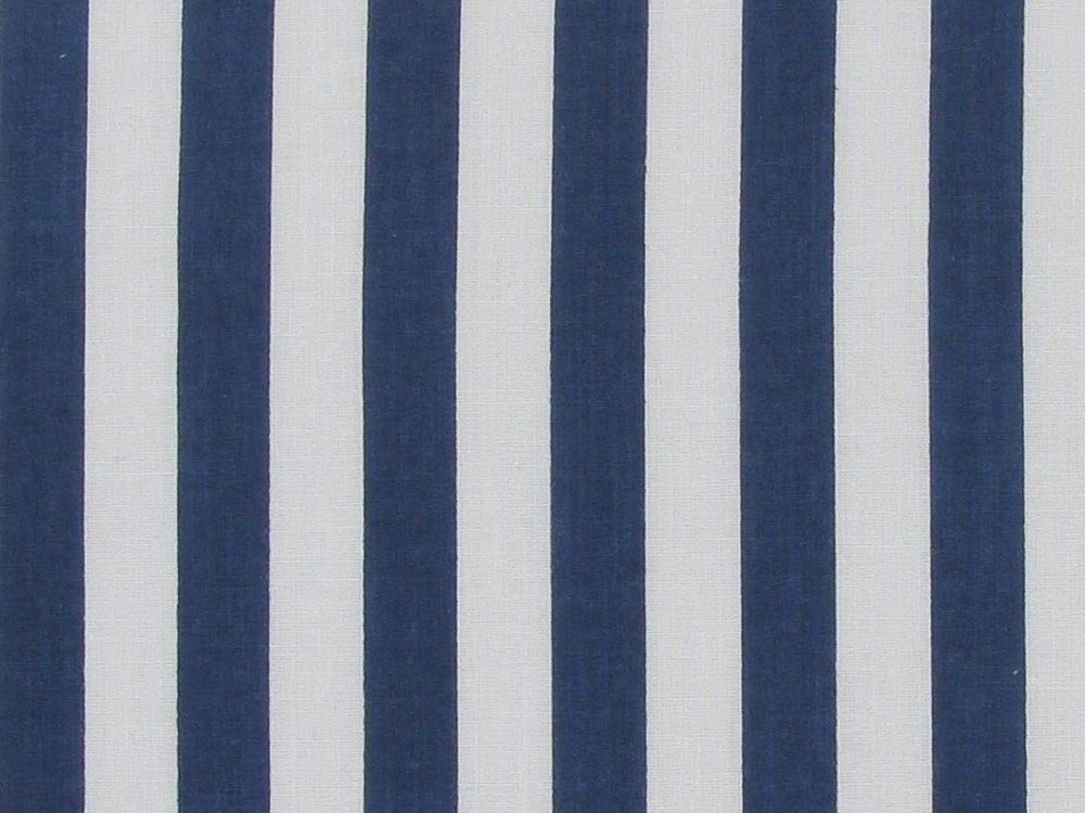 Medium 1cm Stripe Polycotton Print, Navy Blue