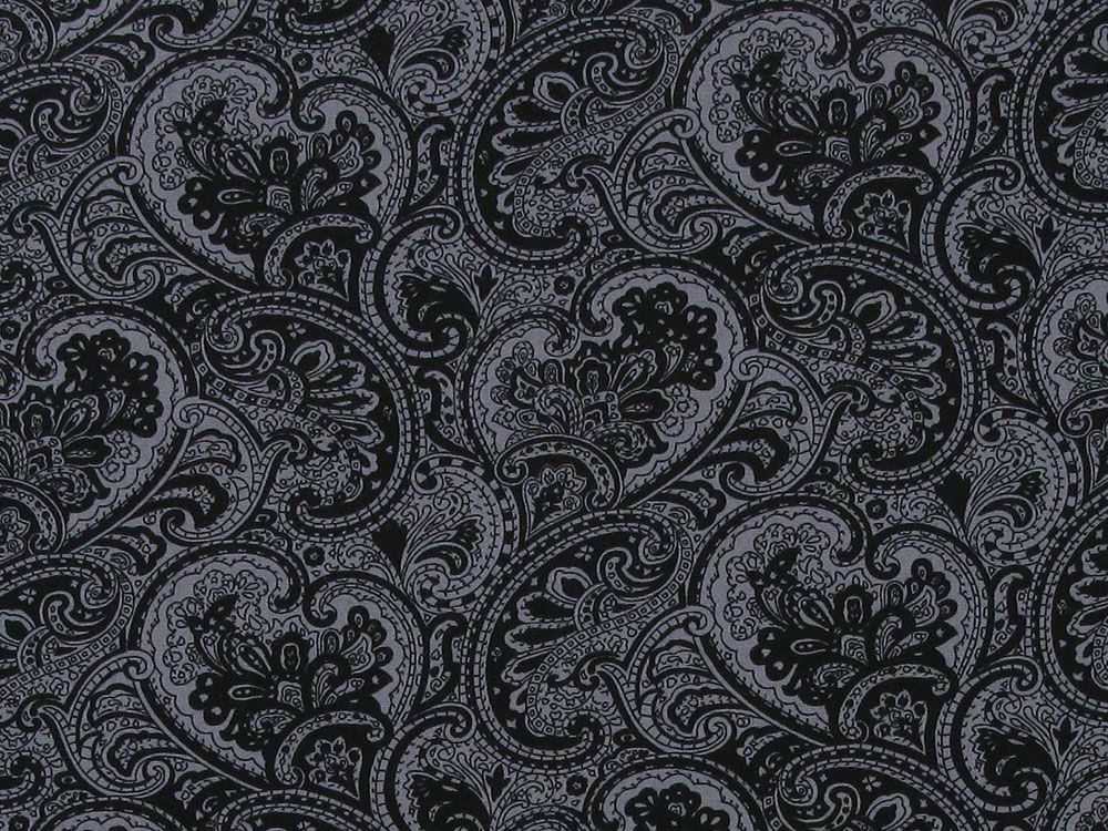 Agal Paisley Cotton Poplin Print, Black