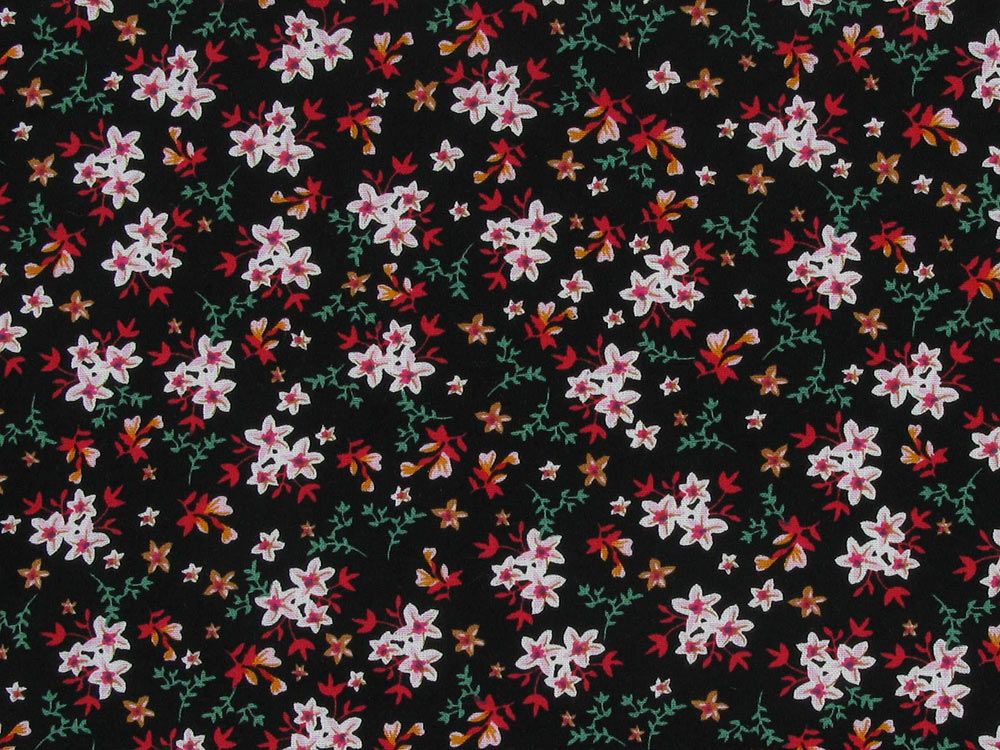 Blossom Bunch Viscose Print, Black