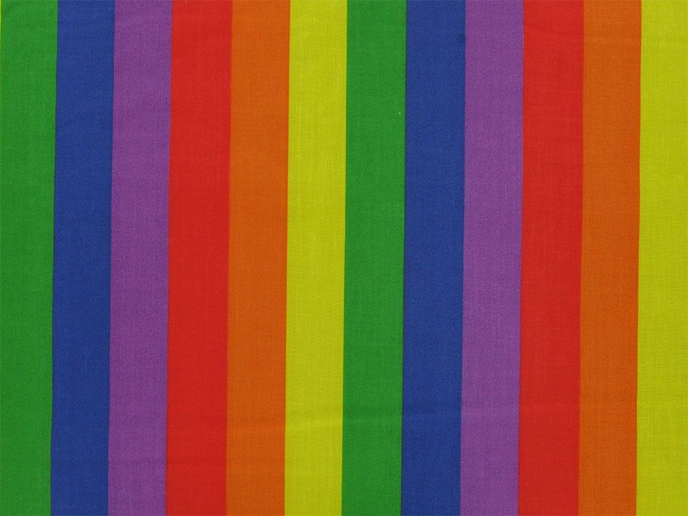 Bright Rainbow Stripe Polycotton Print, 1 Inch Stripe