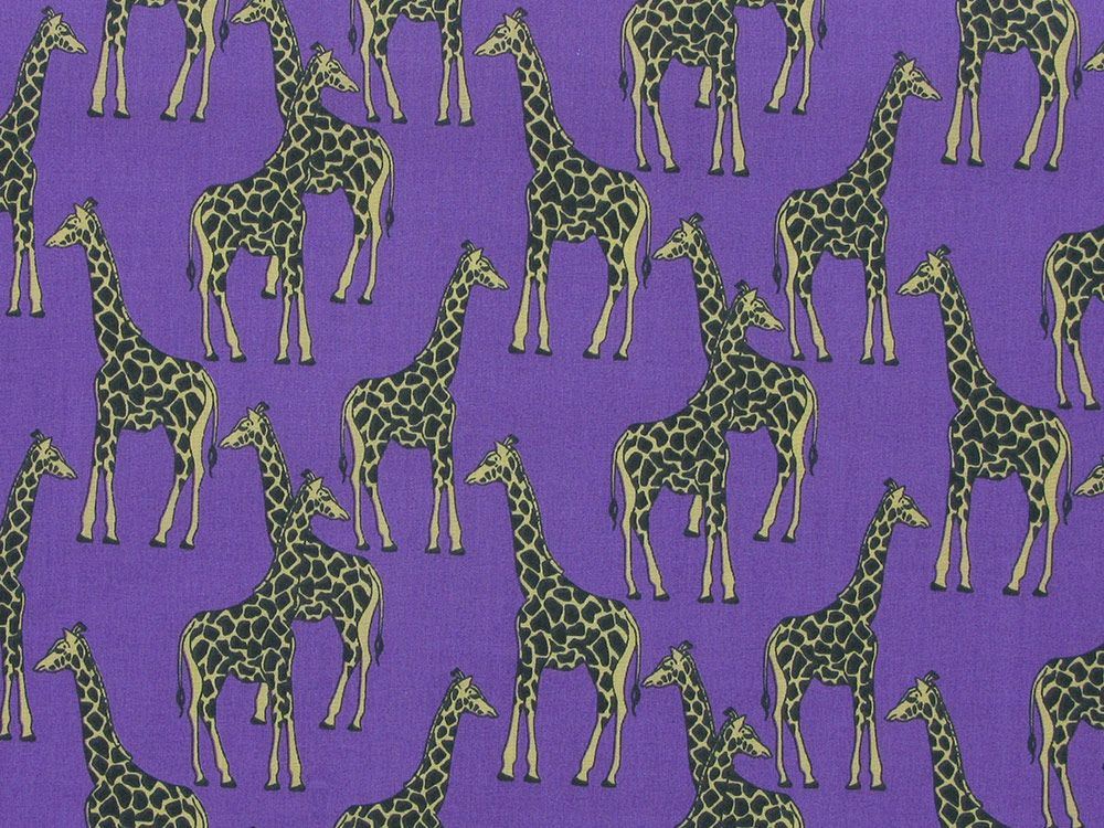 Bright Safari Giraffe Polycotton Print, Purple