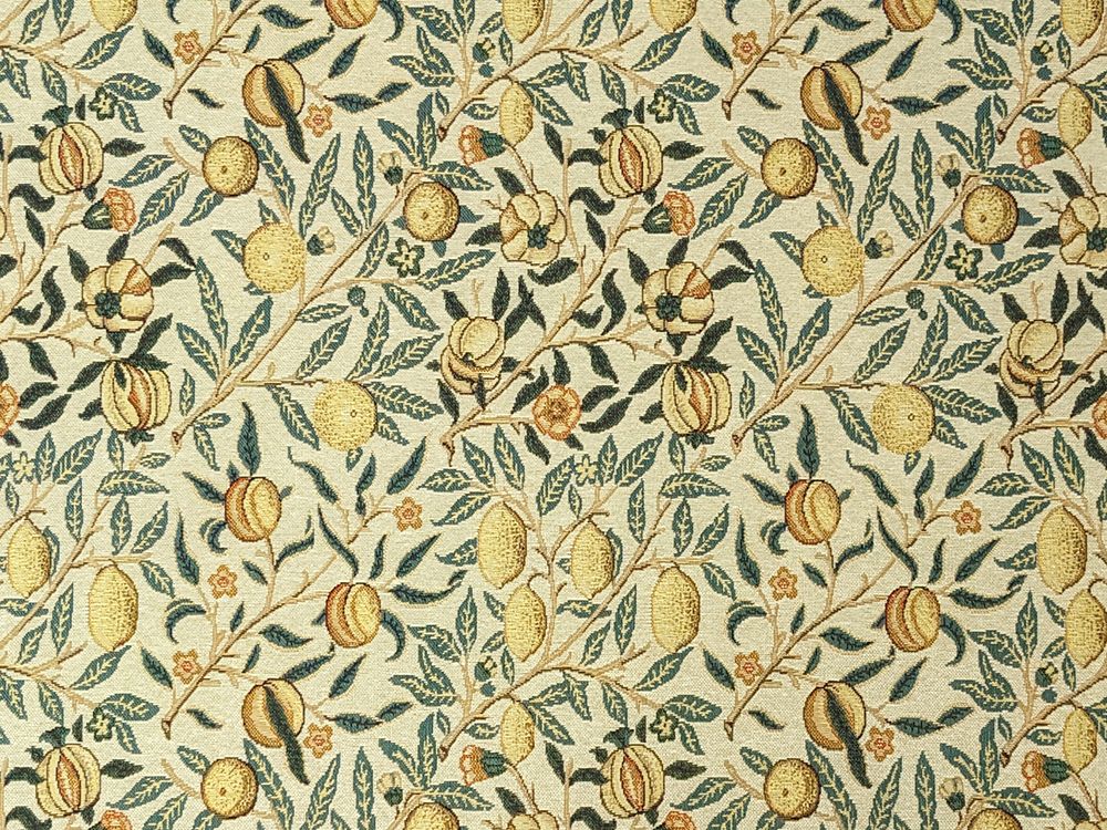 Cotton Rich Woven Tapestry, William Morris Pomegranate, Natural