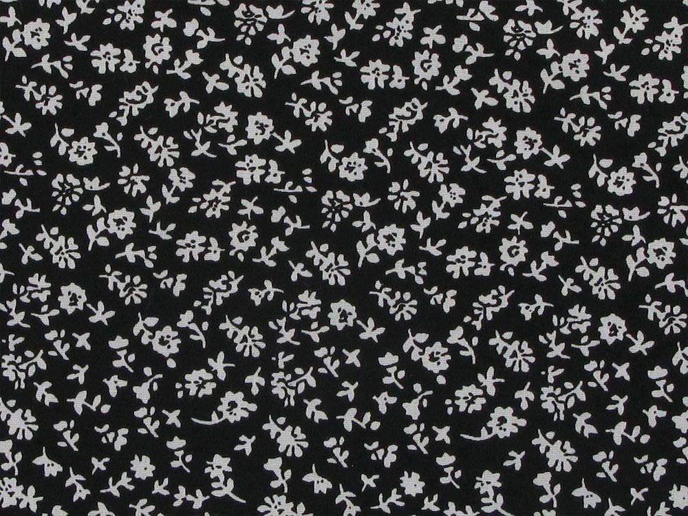 Ditsy Flower Silhouette Cotton Poplin Print, Black
