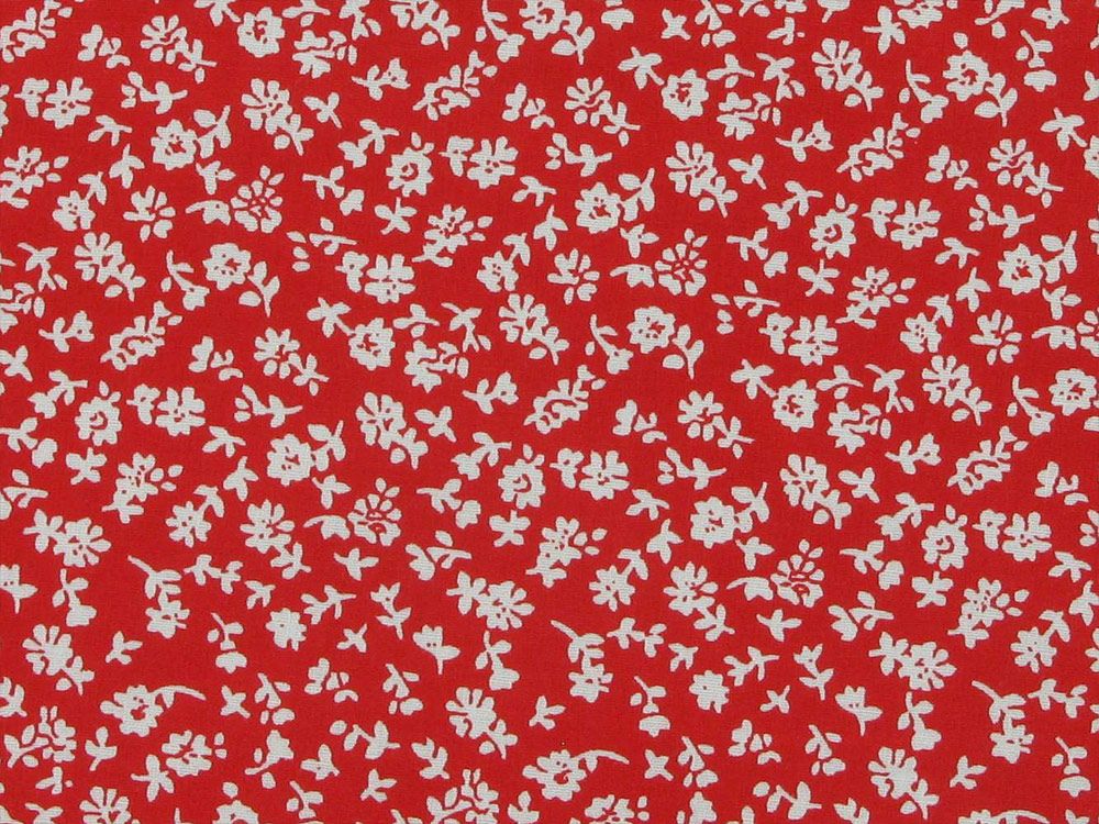 Ditsy Flower Silhouette Cotton Poplin Print, Red