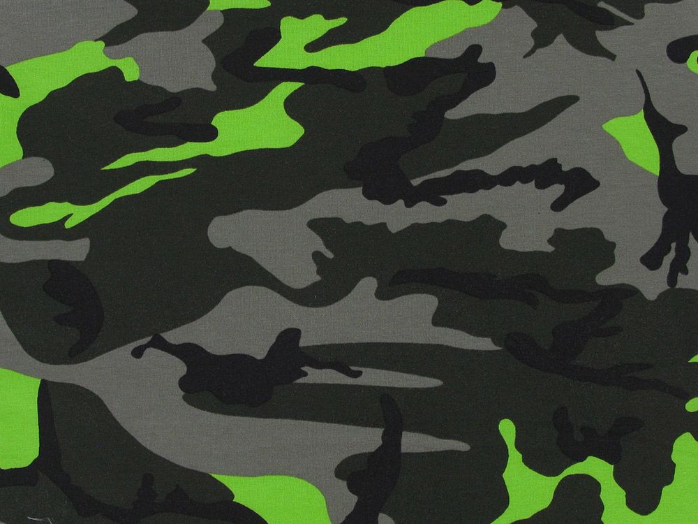 Neon Camouflage Cotton Jersey, Green