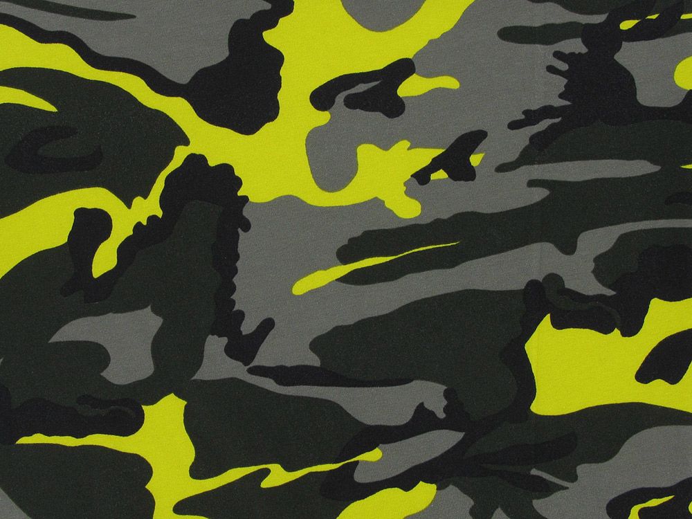 Neon Camouflage Cotton Jersey, Yellow