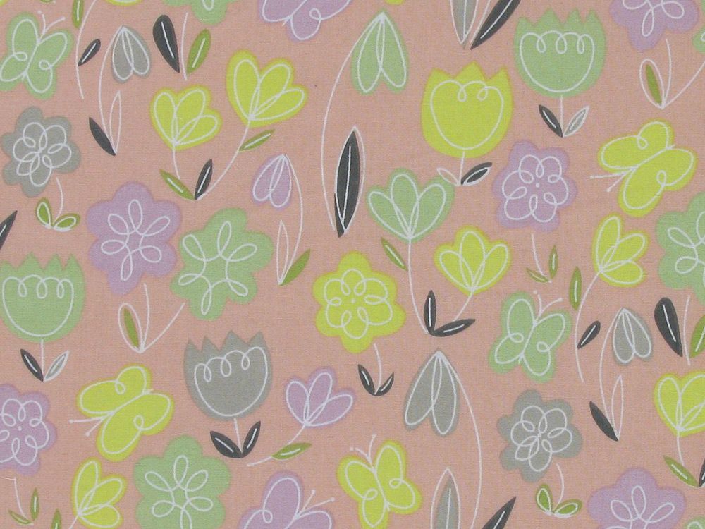 Tulip Garden Doodle Polycotton, Blossom