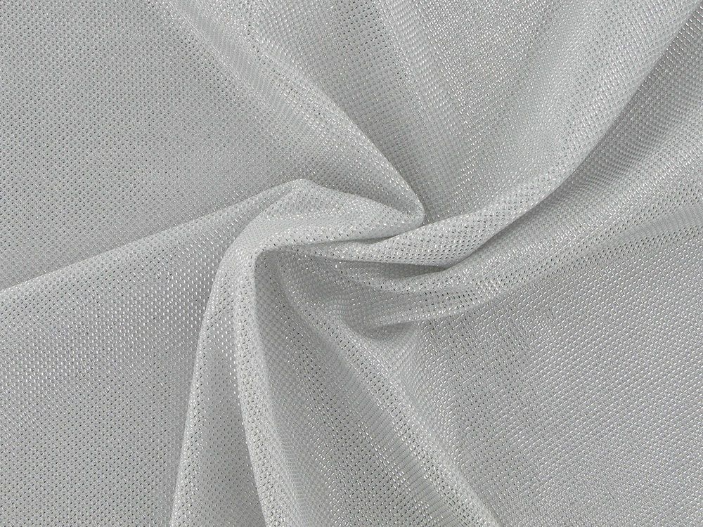 Stretch Knit Square Foil, White Silver