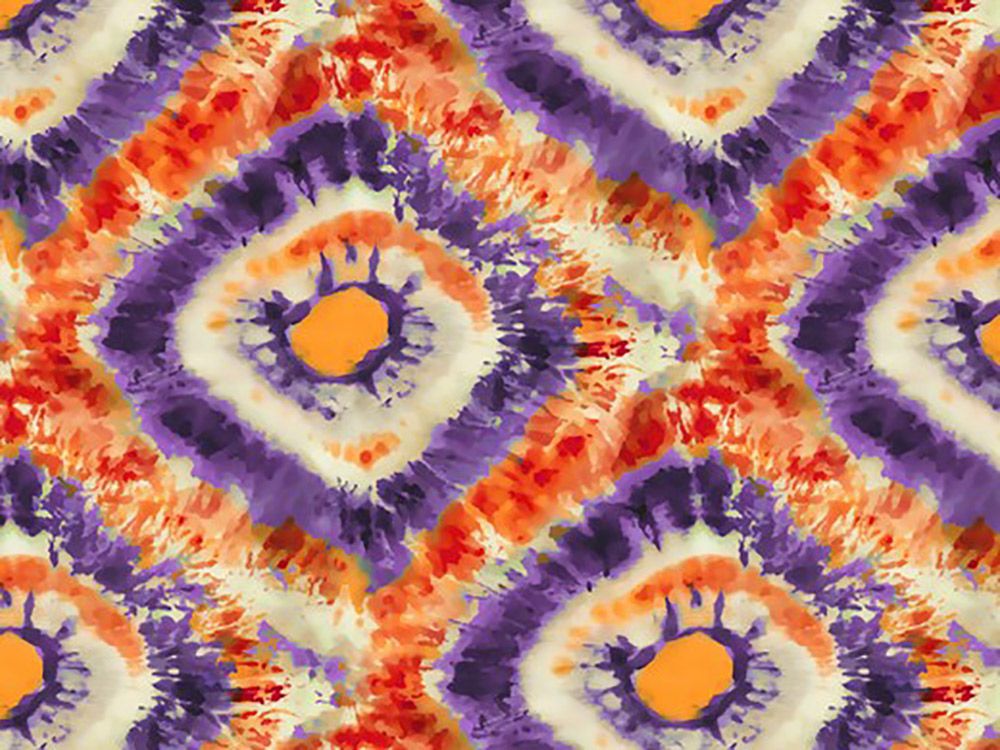 Tie Dye Look Cotton Print, Square Eye, Orange