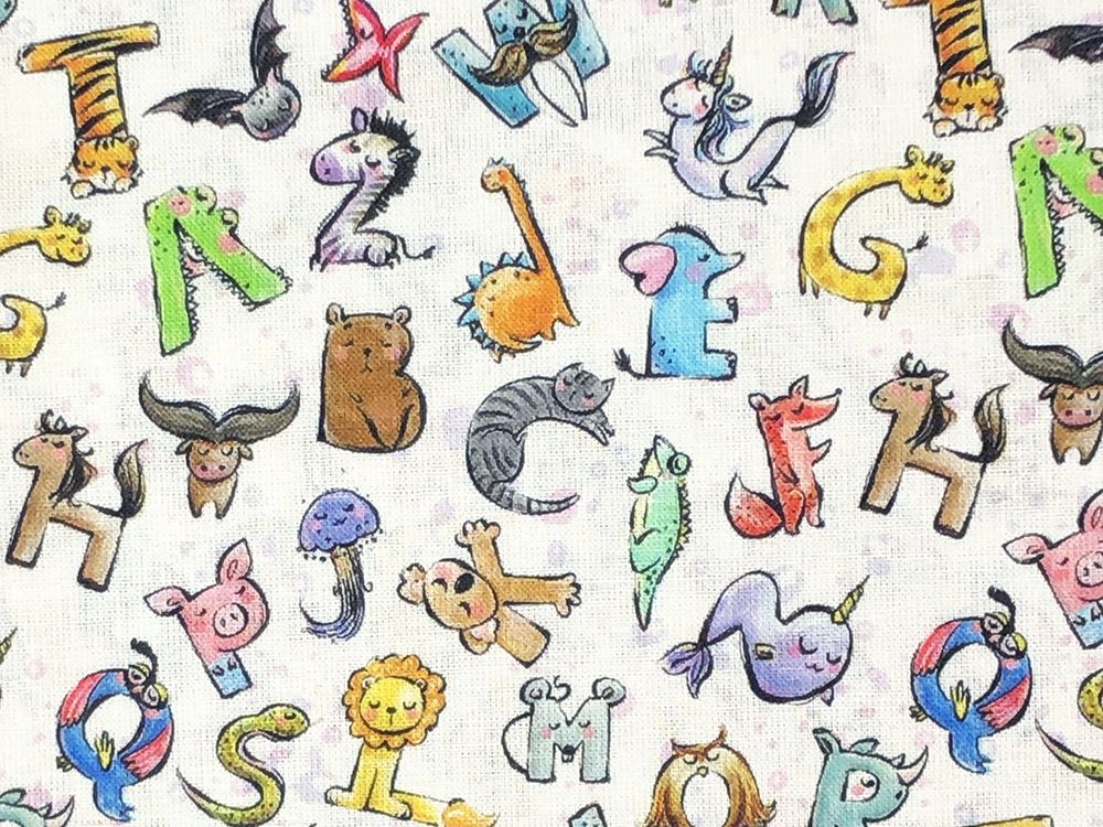 Animal Alphabet Cotton Print Animal Alphabet Cotton Print
