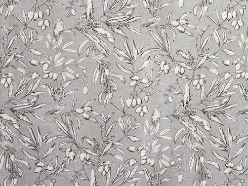 Aviary Cotton Curtain Fabric, Frost