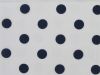 Large Navy Polka Dot on White Background Polycotton Print