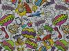 Comic Speech Bubbles Cotton Print, White