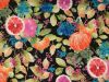 Linen Look Printed Panama Fruit Garden, Black