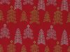 Metallic Foil Christmas Cotton, Star Trees, Red