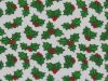 Christmas Holly Polycotton, White