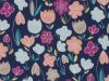 Tulip Garden Doodle Polycotton, Navy