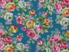 Rose Of The Night Polycotton Print, Turquoise