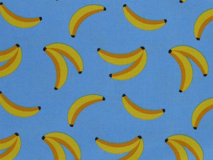 Electric Safari Bananas Cotton Print, Blue