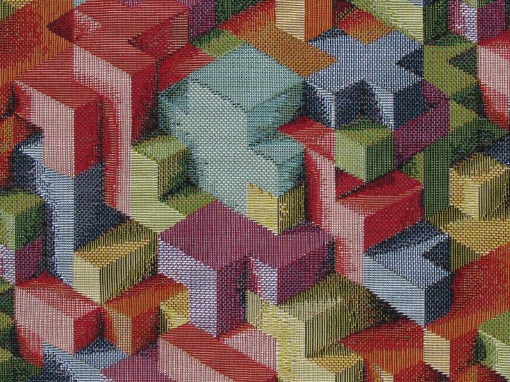 Cotton Rich Woven Tapestry, Block Puzzle