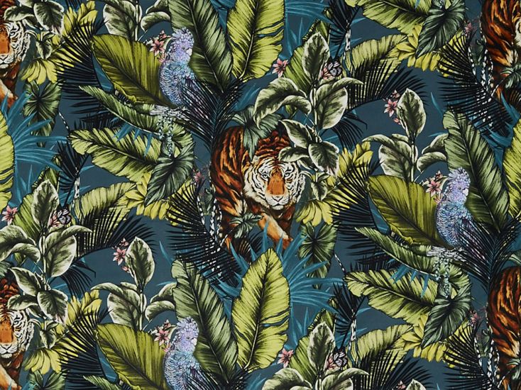 Bengal Tiger Printed Velvet, Twilight