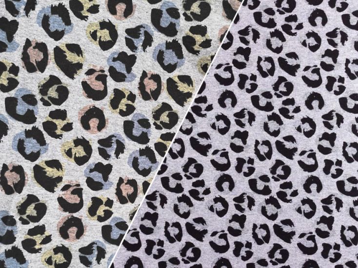 Colour Change Cotton Jersey, Leopard Print, Grey and Multi