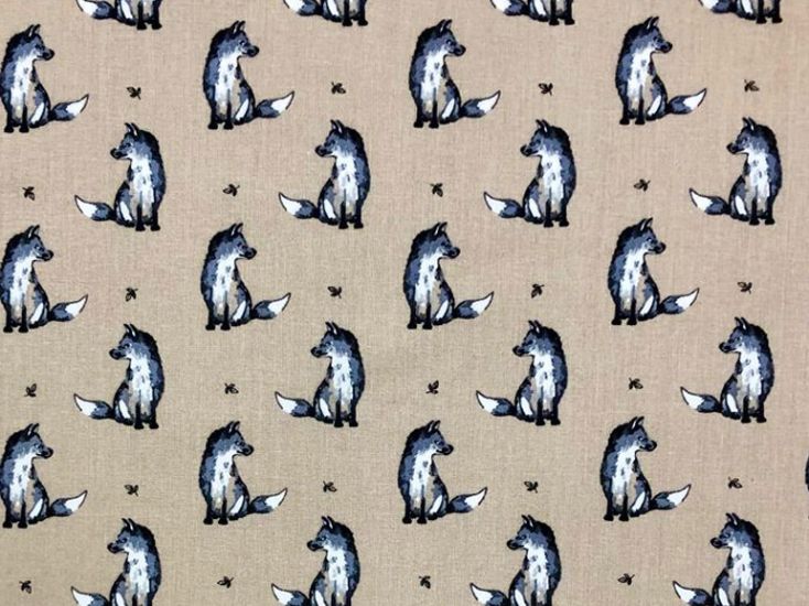 Country Fox Cotton Print, Natural