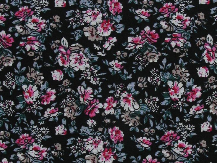 River Rose Cotton Print, Black