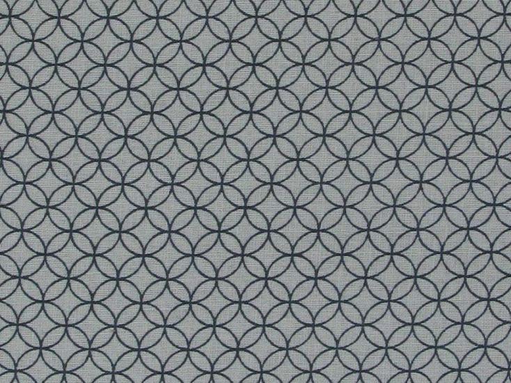 Geometric Circular Chain Cotton Print, Silver