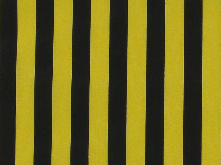 Medium 1cm Stripe Polycotton, Yellow and Black