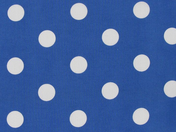 Large White Polka Dot on Royal Background Polycotton Print