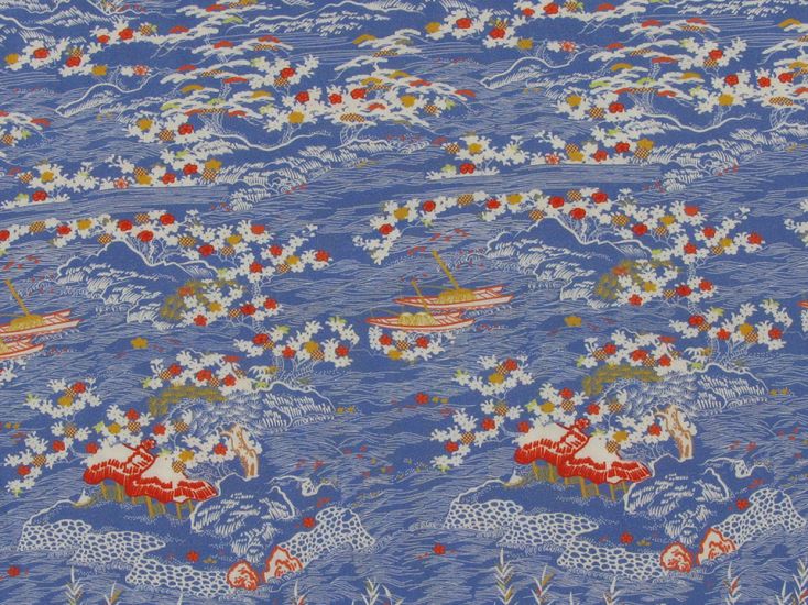 Rolling Landscape Viscose Poplin Print, Blue