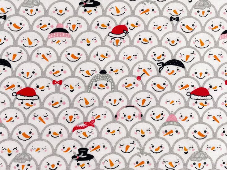 Smiling Snowmen Cotton Print