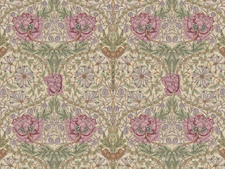 William Morris Honeysuckle Cotton Panama, Rose