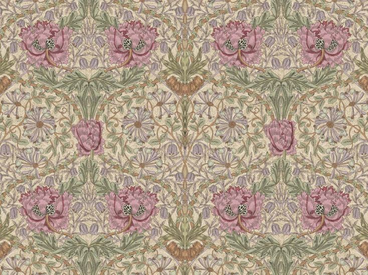 William Morris Honeysuckle Cotton Panama, Rose