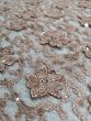 Scalloped Edge Floral Sequin Lace, Peanut