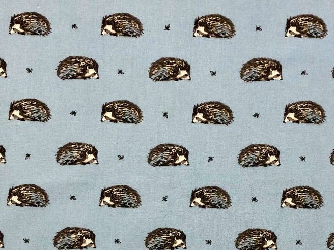 Country Hedgehog Cotton Print, Blue