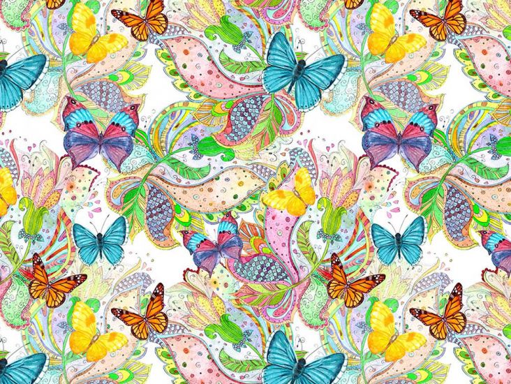 Butterfly Garden Cotton Print, Dazzle