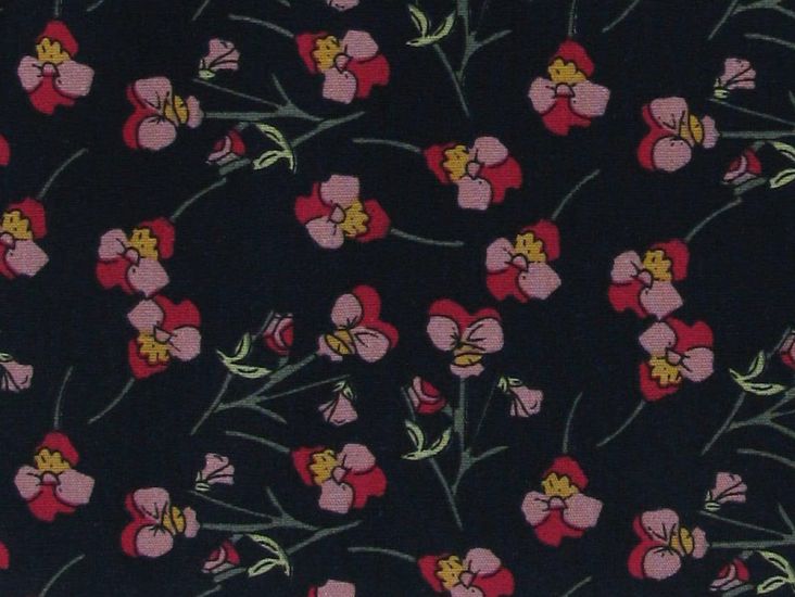 Cherry Blossom Float Cotton Print, Navy