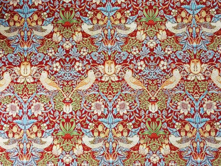Cotton Rich Woven Tapestry, Strawberry Thief, Wine