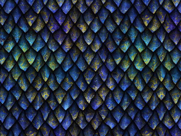 Dragon Scales Cotton Print, Blue