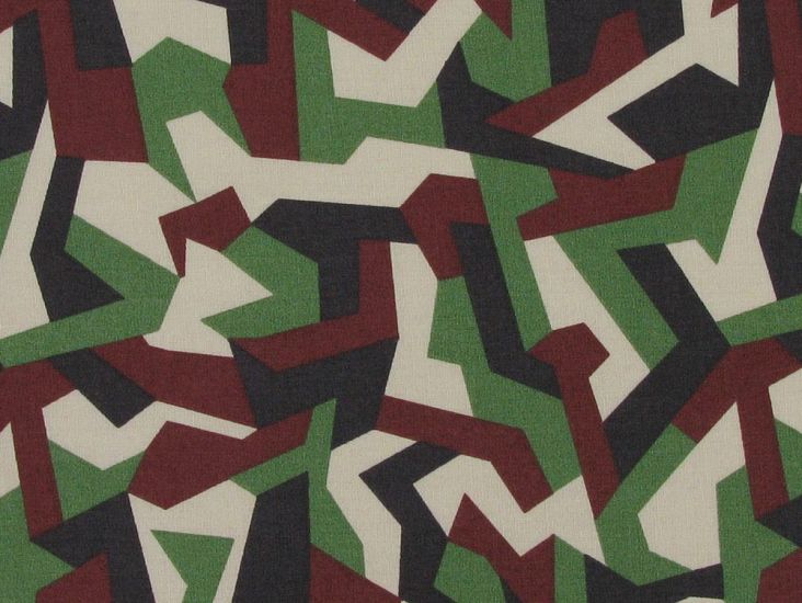 Geometric Camouflage Cotton Poplin Print, Green