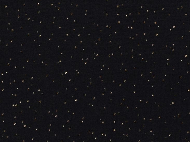Gold Speck Foiled Double Gauze, Black