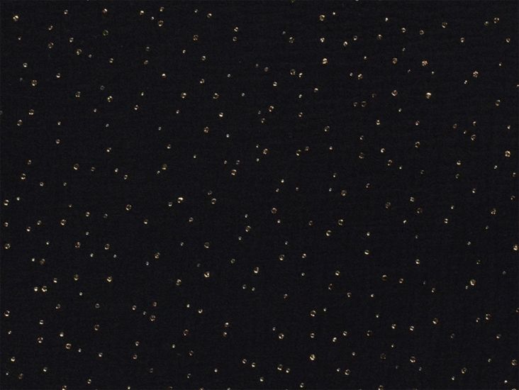 Gold Speck Foiled Double Gauze, Black