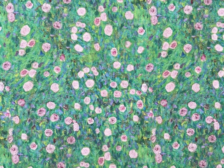 Iconic Art Cotton Print, Klimts White Roses