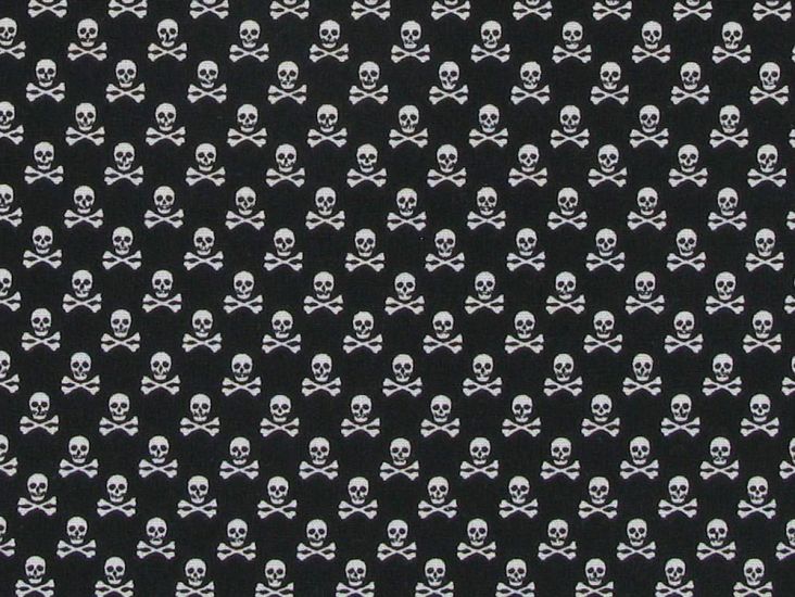 Mini Skull And Crossbones Cotton Poplin Print, Black