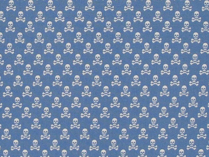 Mini Skull And Crossbones Cotton Poplin Print, Sky