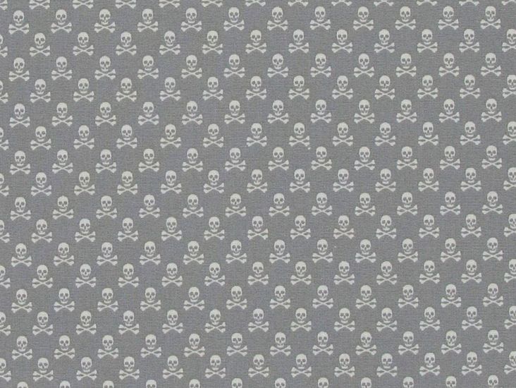 Mini Skull And Crossbones Cotton Poplin Print, Grey